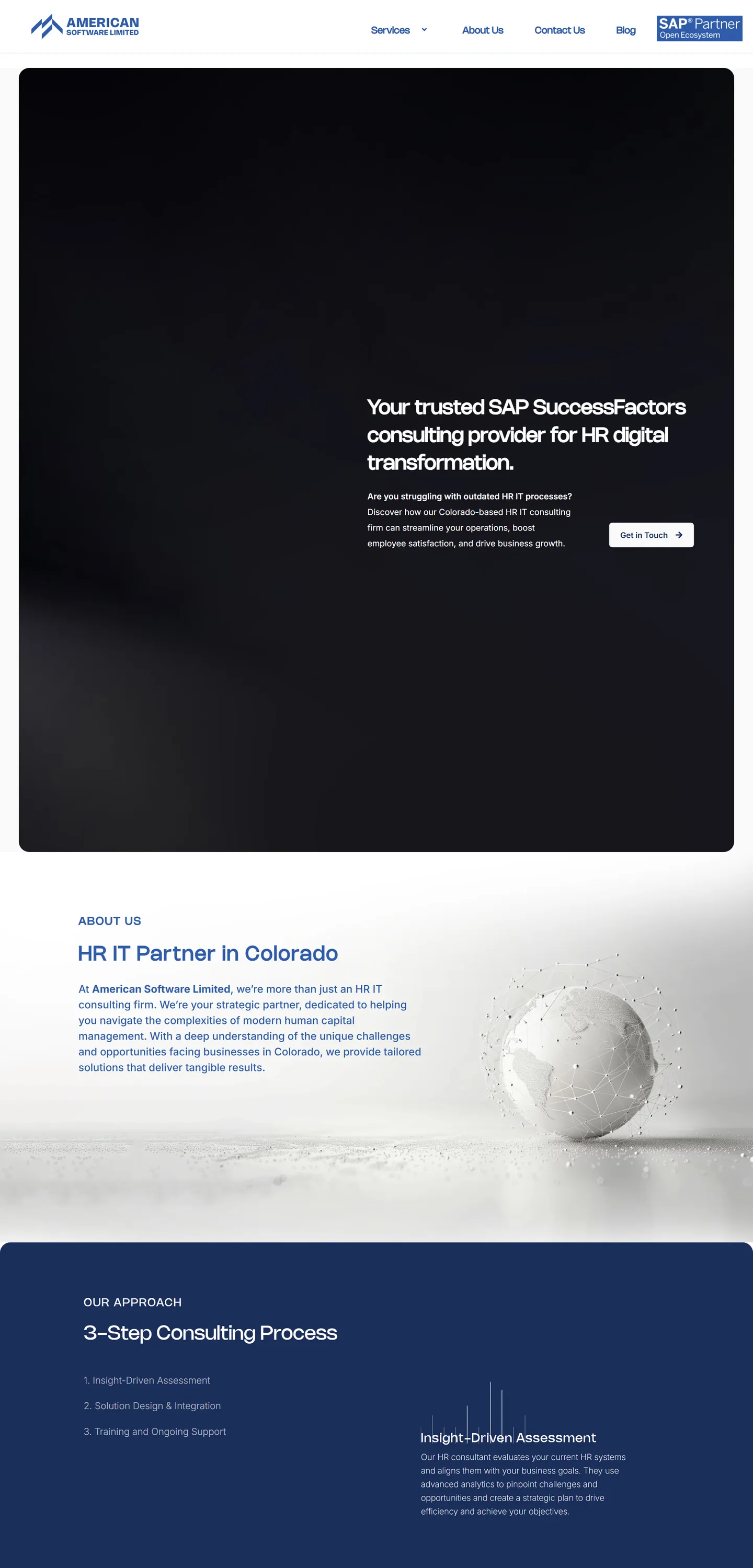 The American Software Limited home page on desktop