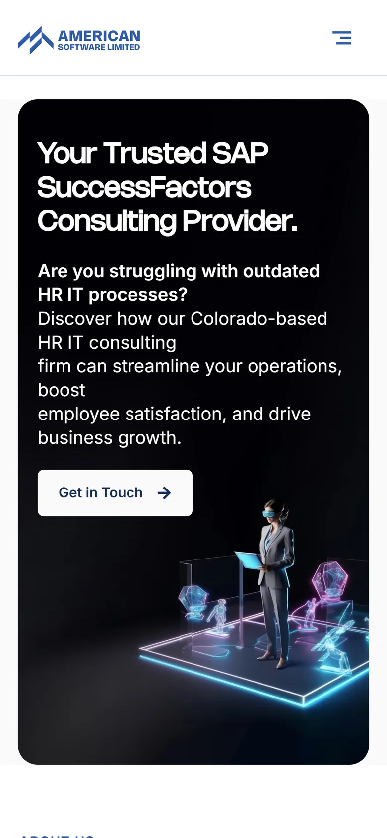 The American Software Limited website on a phone