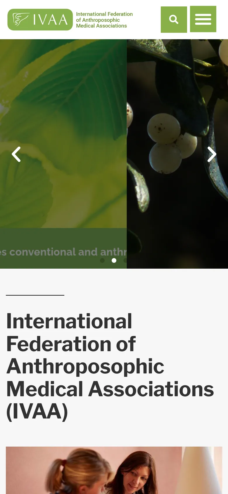 The IVAA website on a phone