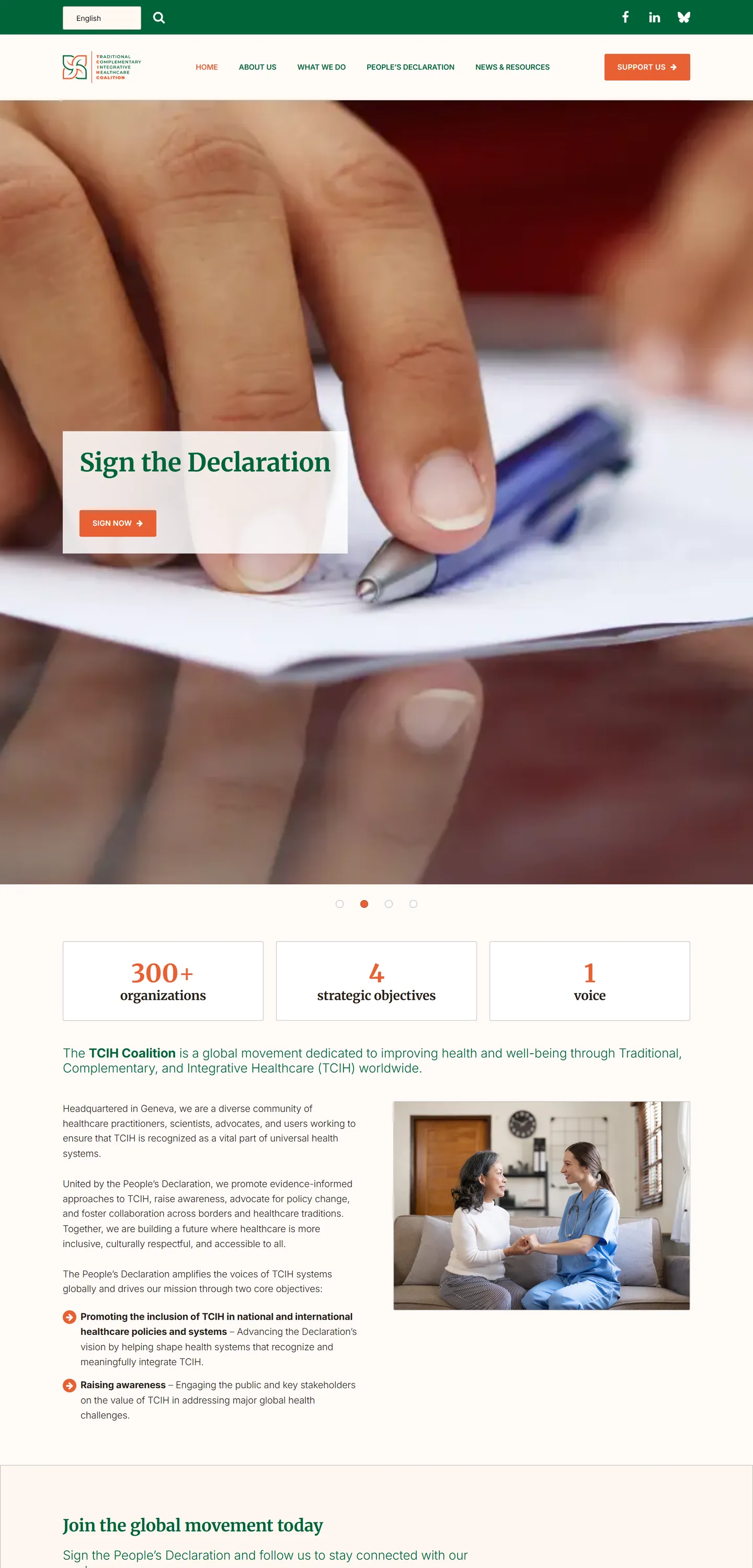 The TCIH Coalition home page on desktop