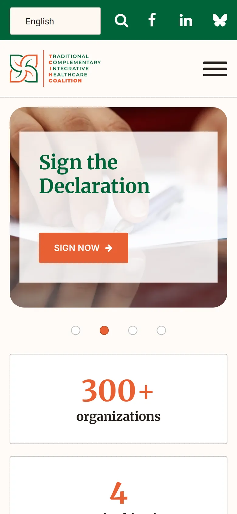 The TCIH Coalition website on a phone